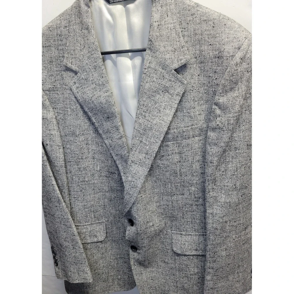 Vtg Christian Brothers Classic Tweed‎ 100% Silk Blazer Gray Sport Coat sz 44